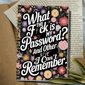 Funny Floral Password Notebook A5 Spiral Bound, Humorous Creative Cover, Multi-Functional Login Info Manager, Portable Privacy Protection Journal