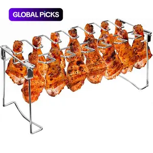 Metal Chicken Drumstick Rack, Multi-Grid Non-Stick Grill Rack, Dishwasher-Safe BBQ Accessory for Camping and Outdoor Cooking#GLOBAL PICKS