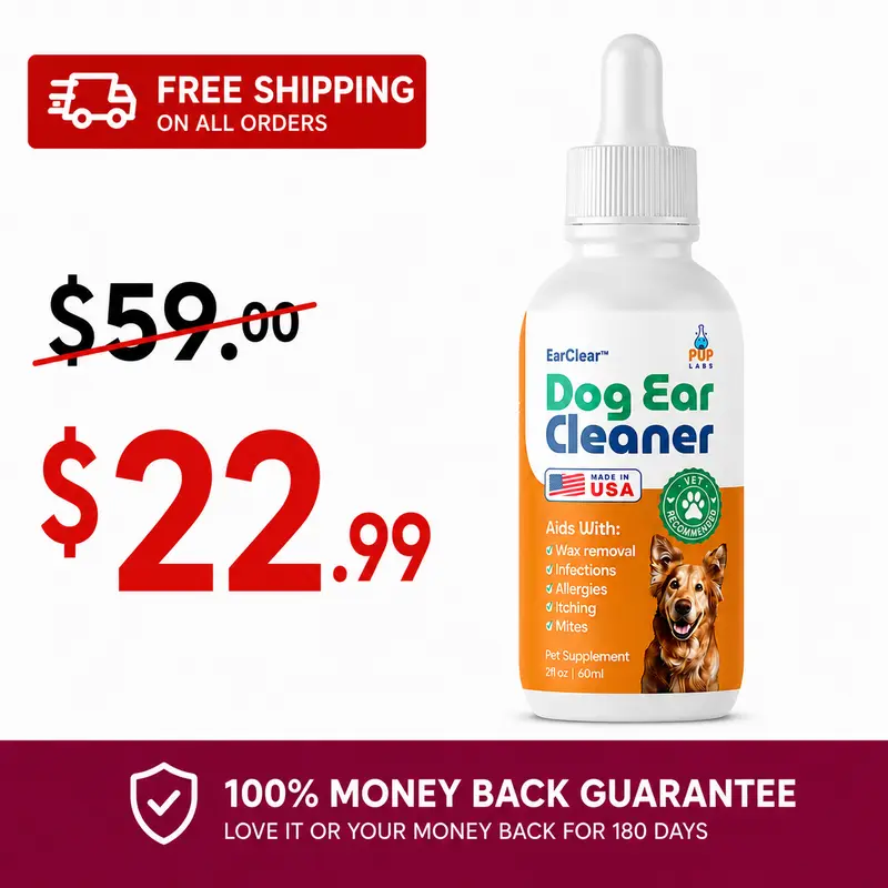 K9 Ear Cleaner Natural Ear Drops for Dogs - Soothes Irritation & Itching - Made in USA - Pet Grooming Supplement - 1oz Dropper Bottle