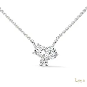 1.5 CT 3-Stone Lab Diamond Pendant | Lab Grown | 14K Gold & Platinum