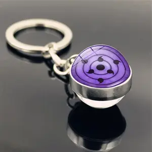 2-pack Naruto Anime Merchandise: Sharingan Keychain, Glass Ball Pendant Key Ring, Creative Gift