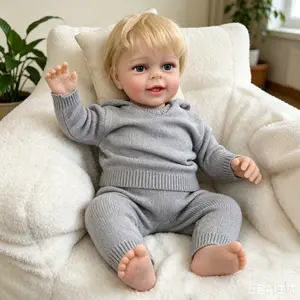 Yannik Lifelike Reborn Baby Dolls 24 inch Realistic Toddler Boy Newborn Real Life Baby Dolls Cloth Body with Hair Baby Dolls with Clothes and Toy Gift for Kids Age 3+