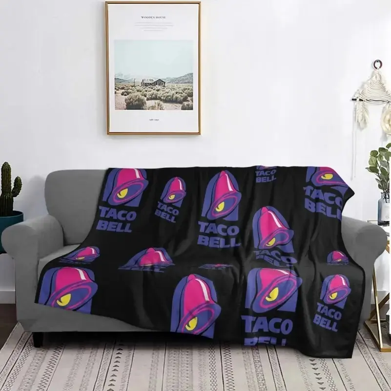 Funny Taco Flannel Throw Blanket, Mexican Food Plush Flannel  Blanket, Soft Cozy Throw for Sofa Bed Couch, Kitchen Decor Gift for Food Lovers