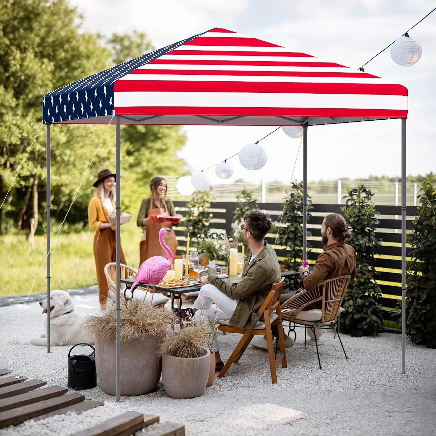 Vallmore 6.6x6.6 Ft UPF50+ Camping Canopy, 1-Person Center Lock Setup, CPAI-84 Flame-Retardant, 20 lbs, 3 Height Levels, 8 Stakes + 4 Ropes + Carry Bag