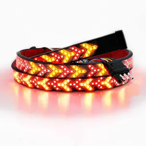 Arrow LED Tailgate Running Light Kit,Strobe (Flashing) Brake Flexible Fishbone Tailgate Light Bar 60 Inch 528 LED Light Strip Brake Running Sequential Turn Signal Strip Strobe with 4-Pin Flat Connector for Truck Pickup Trailer SUV RV Van Jeep Car