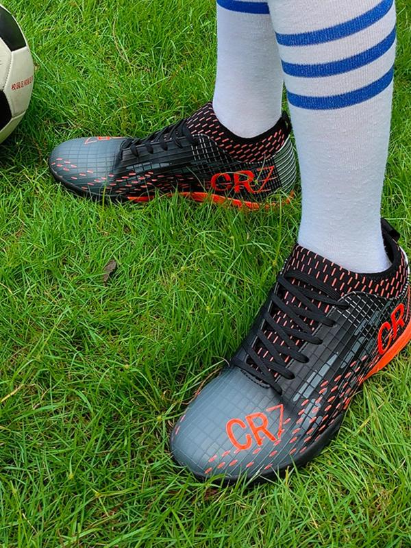 Unisex's Letter Print Low Top Spike Football Shoes, Soccer Shoes, Breathable Comfortable Football Cleats, Football Training Shoes, Football Boots for All Seasons