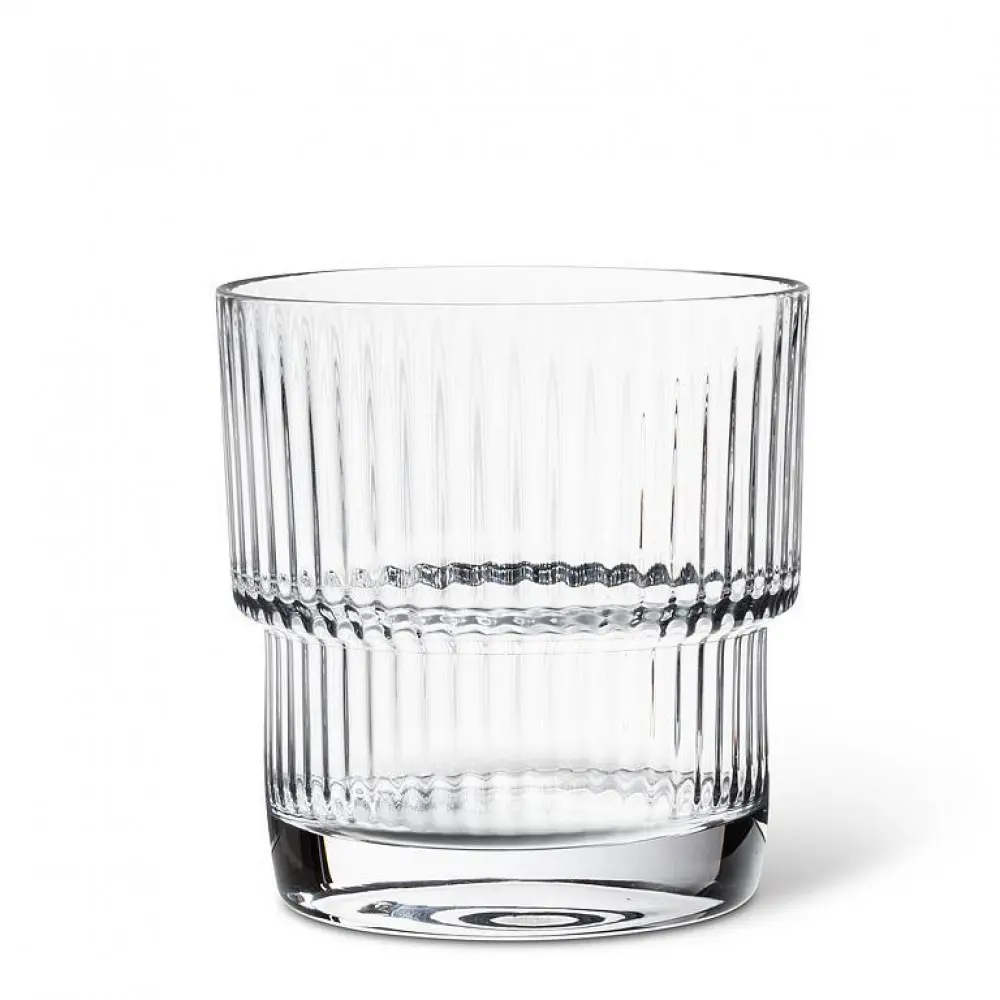 MDR Trading AB-27-STACK-OF-Q01 Ribbed 12oz Optic Stackable Tumbler Glass, Transparent Kitchen Drinkware