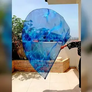 Abrtesii|Blue Water Flow Dance Flag, 190cm Chiffon Worship Banner, Lightweight Fabric Design, Ideal for Events & Gatherings