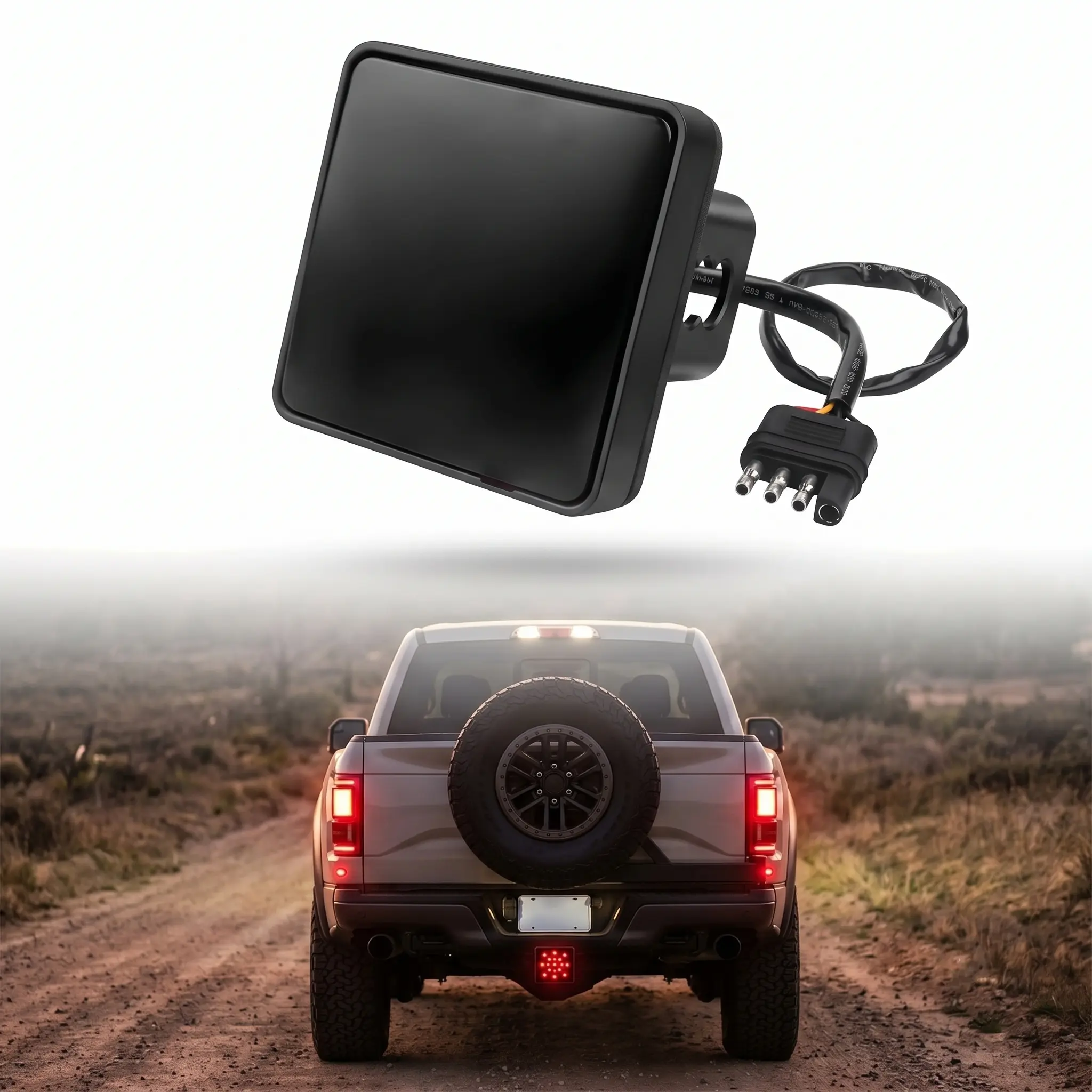 Trailer Hitch Cover 15 LED Brake Light Super Bright Brake Driving Lamp For 2 Inch Towing Hitch Receiver Universal Brake Tail Light For Towing Truck Pickup SUV