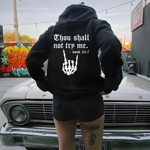Bad Girl Trouble Maker Hoodie – Thou Shall Not Try Me Gothic Quote – Rebel Attitude Streetwear Sweatshirt