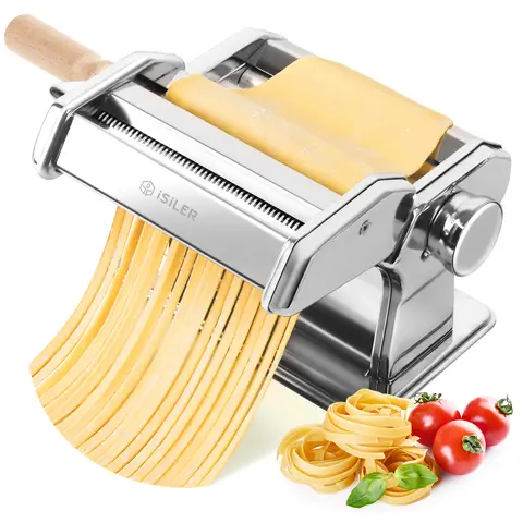 ISILER 3-in-1 Stainless Steel Pasta Maker Machine, 9 Adjustable Spaghetti Thickness Settings, Pasta Roller & Cutting Tool for Homemade Spaghetti, Lasagna Sheeting & Dumpling Skin, Home Kitchenware