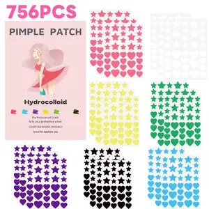 Christmas Gift 252/504/756pcs Dress Girl Large Capacity Star Heart Acne Patches, Invisible Hydrogel, Overnight Party Acne Care, Blemish Barrier Patches