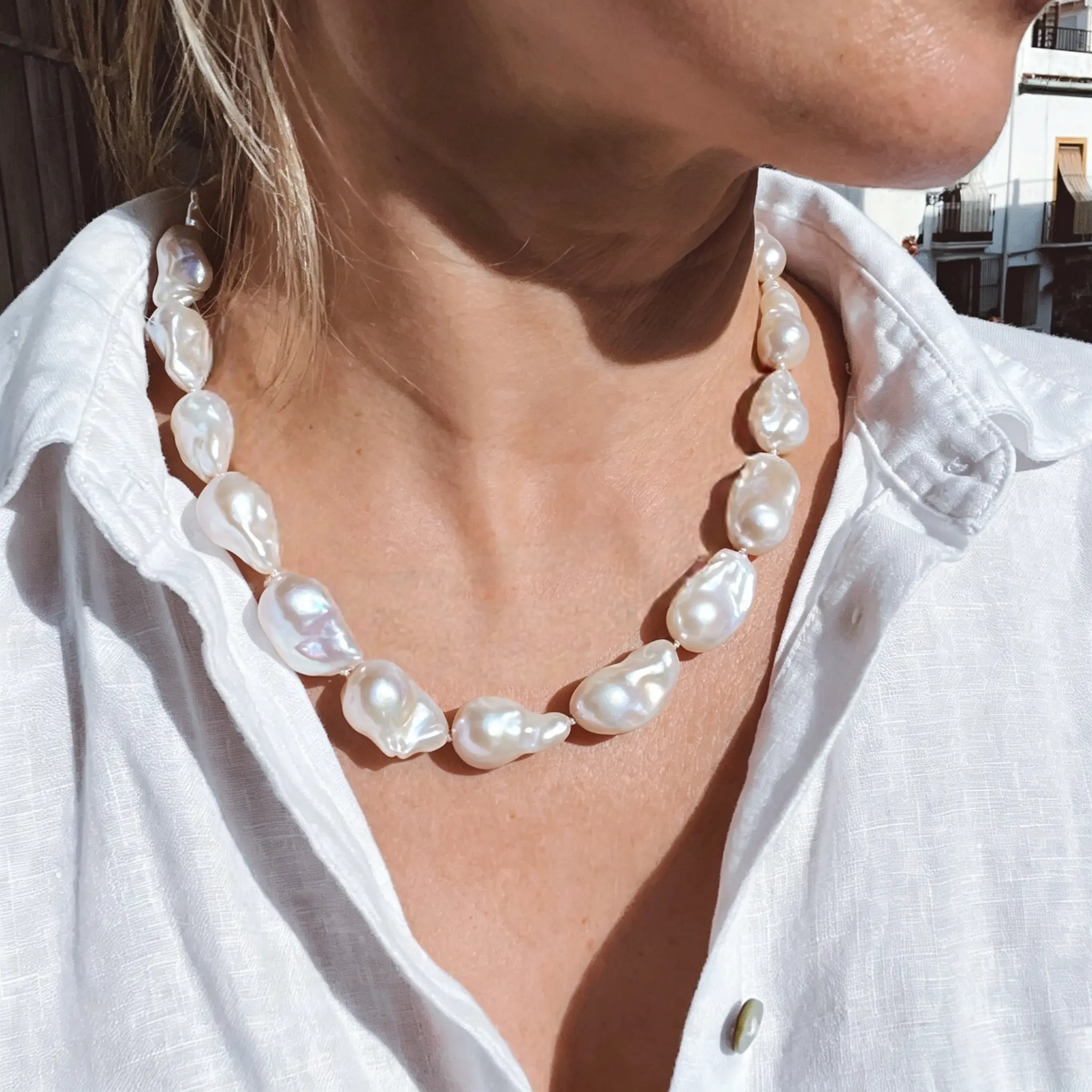 12-20mm Natural Baroque Pearl Comet Necklace, Pink Purple & White，decorative necklace
