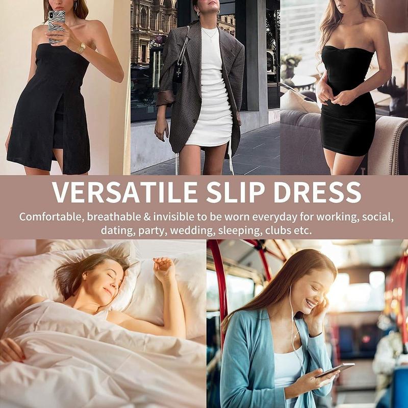 Women Strapless Shapewear Slip Tummy Control Seamless Body Shaper for Under Dresses Comfortable Compression