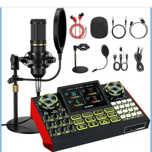 Tenlamp G10 Series(Cantilever) Mixer Sound Card Kit with 3.5mm Condenser Microphone Custom Sound Effects 2-Level Noise Reduction for Live Streaming Gaming Singing Podcast Equipment - Recording