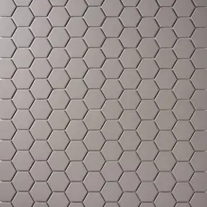Simple Gray 2" Hexagon Ceramic Mosaic Matte