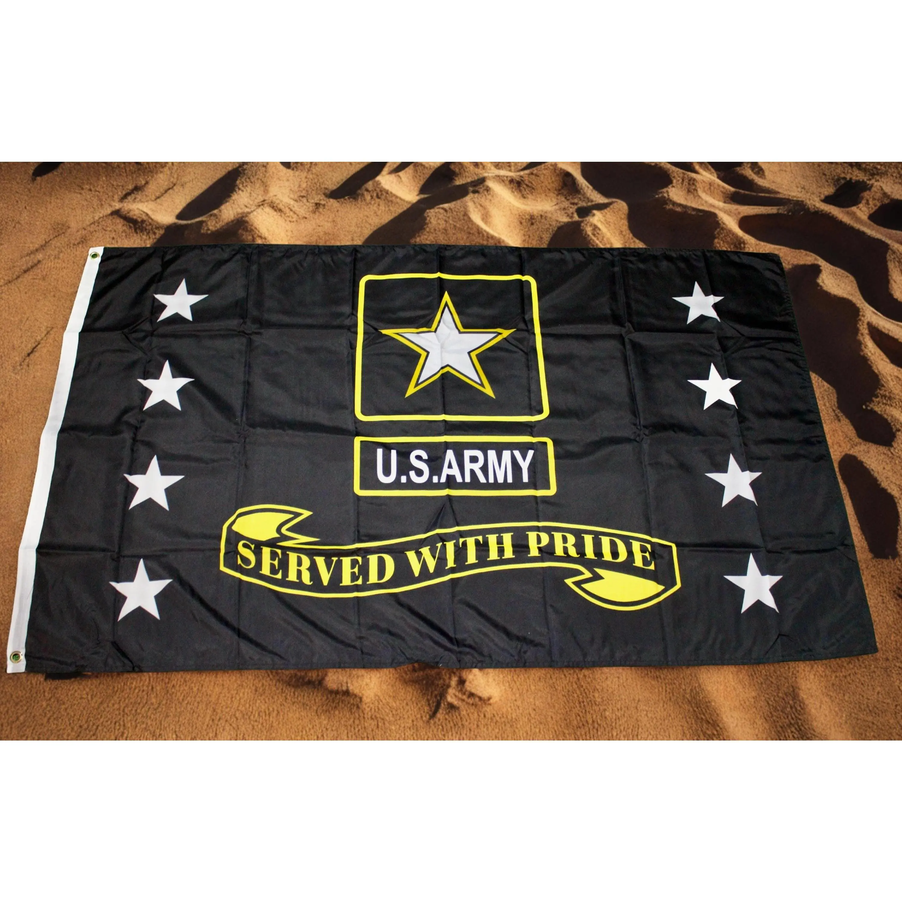 U.S. Army Flag 3x5 Ft – Army Black Flag. US Army Served with Pride Flag. Military Banner | Patriotic Flag for Veterans, Garages, Man Caves