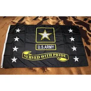 U.S. Army Flag 3x5 Ft – Army Black Flag. US Army Served with Pride Flag. Military Banner | Patriotic Flag for Veterans, Garages, Man Caves