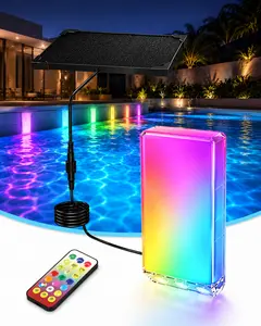 Nexillumi Solar Pool Lights, RGB Gradient Color Changing Pool Lights for In-Ground & Above Ground Pools, IP68 Waterproof Swimming Pool Lights with Remote Control & Timer, Solar Powered Pool Decor Lights for 4th of July Party, Backyard & Garden