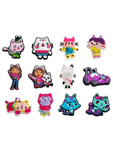 12/14/16pcs Cartoon Gabby Dollhouse PVC Shoe Accessories, Detachable DIY Shoes Decorations, Cute Shoes for Croc Kids Boys Girls Men Women Party Birthday Gifts