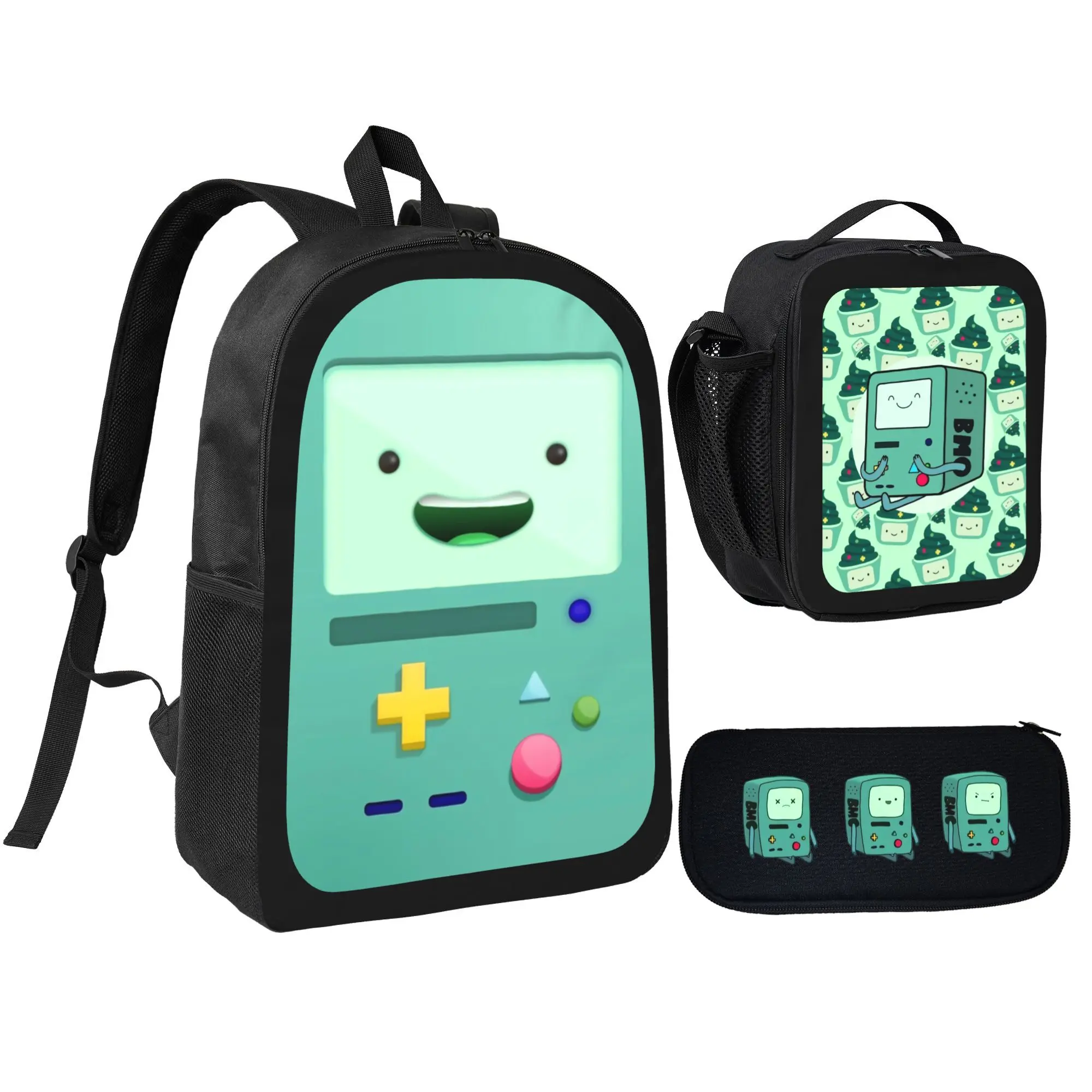 Cartoon Adventure Time Finn & Jake Polyester Multi-Function Backpack - Lightweight Gym Duffel Bag for School Activities & Outdoor Sports, Adjustable Shoulder Strap, All Seasons, Breathable, Casual, Zip, Unisex