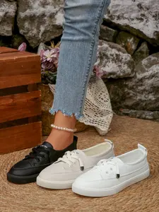 Women's Soft Sole Leather Sneakers, One-Click Lazy Flat Shoes, 2026 New Commuter Versatile Student Shoes, Comfortable Casual Footwear, Walking Shoes