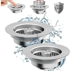 Sink Strainer Rust Proof 304 Steel No Tools Installation Kitchen Bathroom Quick Upgrade drain strainer