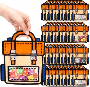 40Pcs Back to School Goodie Bags Bulk, Small Cute Cartoon Backpack Birthday Gift Bags with Top Handle for Snack Candy Students First Day of School Classroom Party Supplies(Orange)