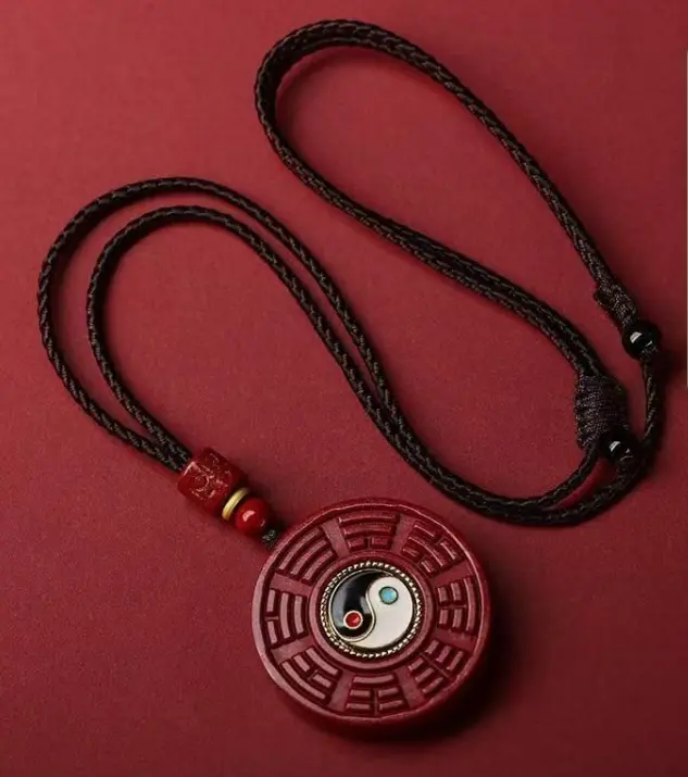 Taoist Feng Shui Cinnabar Bagua Pendant - Balance & Protection