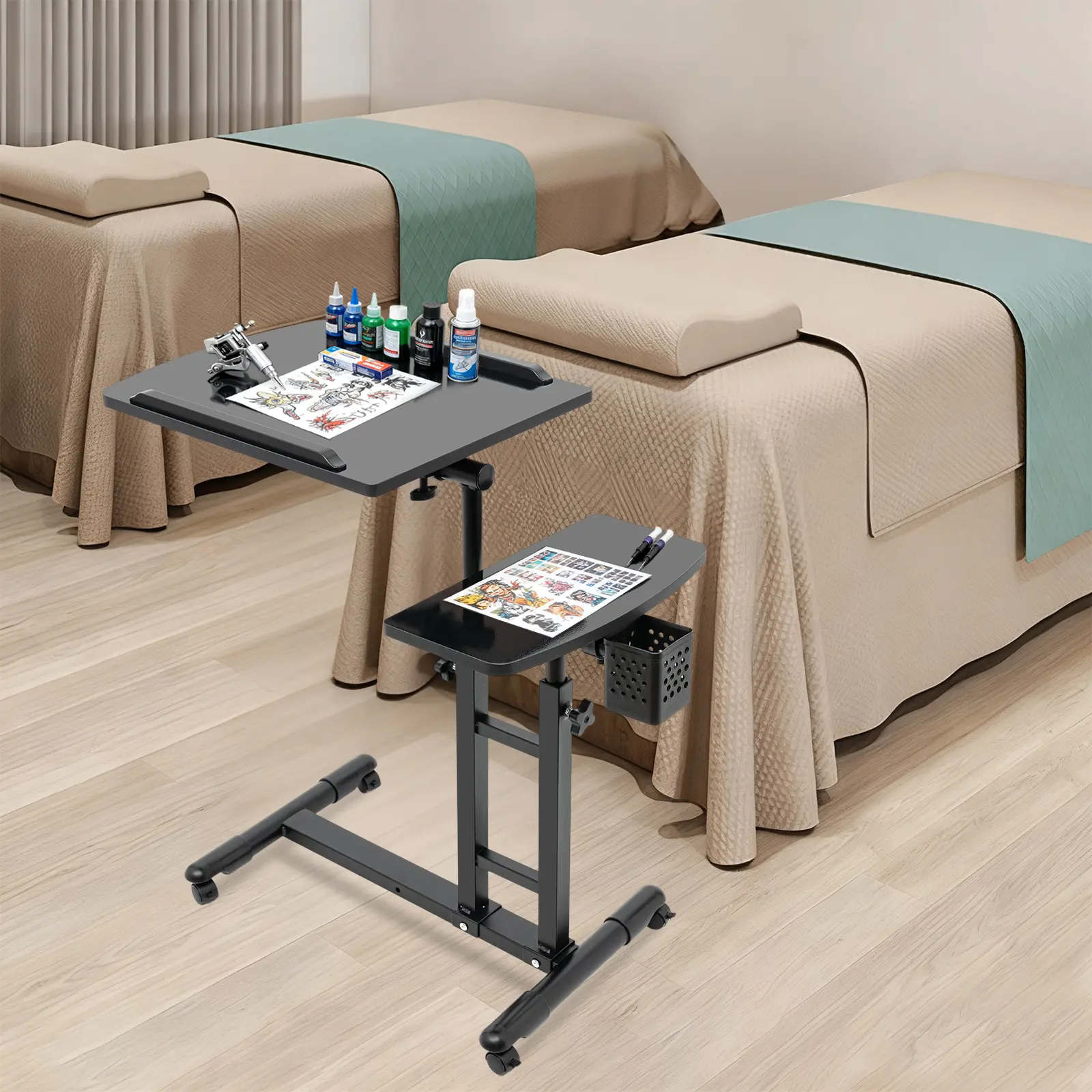 Tattoo Workstation Tattoo Table Station - Portable Mobile Tattoo Station for Tattoo Studio Artist,with Universal Wheels, Height Adjustable Salon Equipment Beauty Salon Equipment Father Son High School Graduation Gift