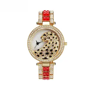 [ICE HUE]18K Gold Vacuum Plated Stainless Steel with 5A+ Sri Lanka Zircon Quartz Diamond-Encrusted Leopard Watch Miami Italy Mexico & Micro Inspired for Women Luxury Jewelry,Daily Wear,Casual Fashion,Gift Idea,,Classic,Hip Hop,Simple,Sporty Style