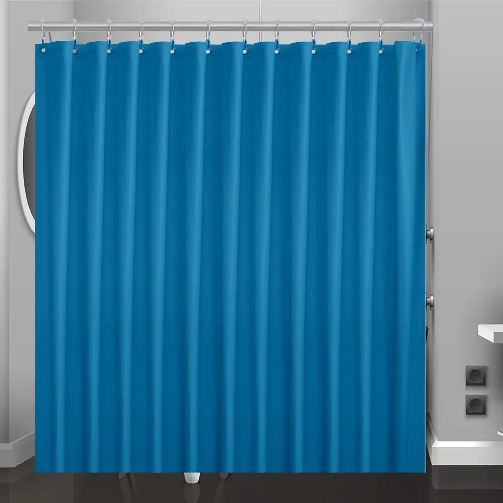 Blue Plastic Shower Curtain Or Liner, 72x72 Inch Lightweight Blue Plastic room Shower Showroom Inner Curtain with Rustproof Metal Grommet Holes and Weighted