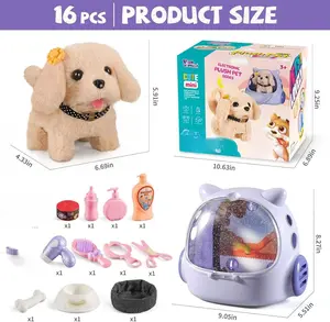 16 Pcs Robot Dog Toys for Girls, Toys for 3 4 5 6 7 8 Year Old Girls Kids Boys, Realistic Robot Puppy Toddlers Girl Toy for 5-7 6-8, Ideas Birthday Gifts for Girl 3 4 5 6 Year Old