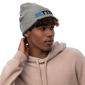 BETTE Grey Ribbed Knit Beanie - 8.27" (21 cm) Length, Double Layer Knit, Stylish and Warm, Made for Most Clothing Styles
