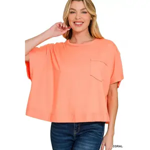 Zenana Exposed Seam Boxy Top
