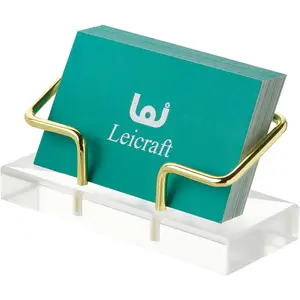 Business Card Holder for Desk, Modern Card Organizers and Office Desk Accessories for Men and Women (Golden)
