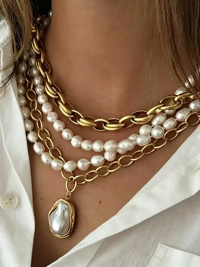 3pcs/4pcs Boho Baroque Necklace Set, Elegant Jewelry for Women