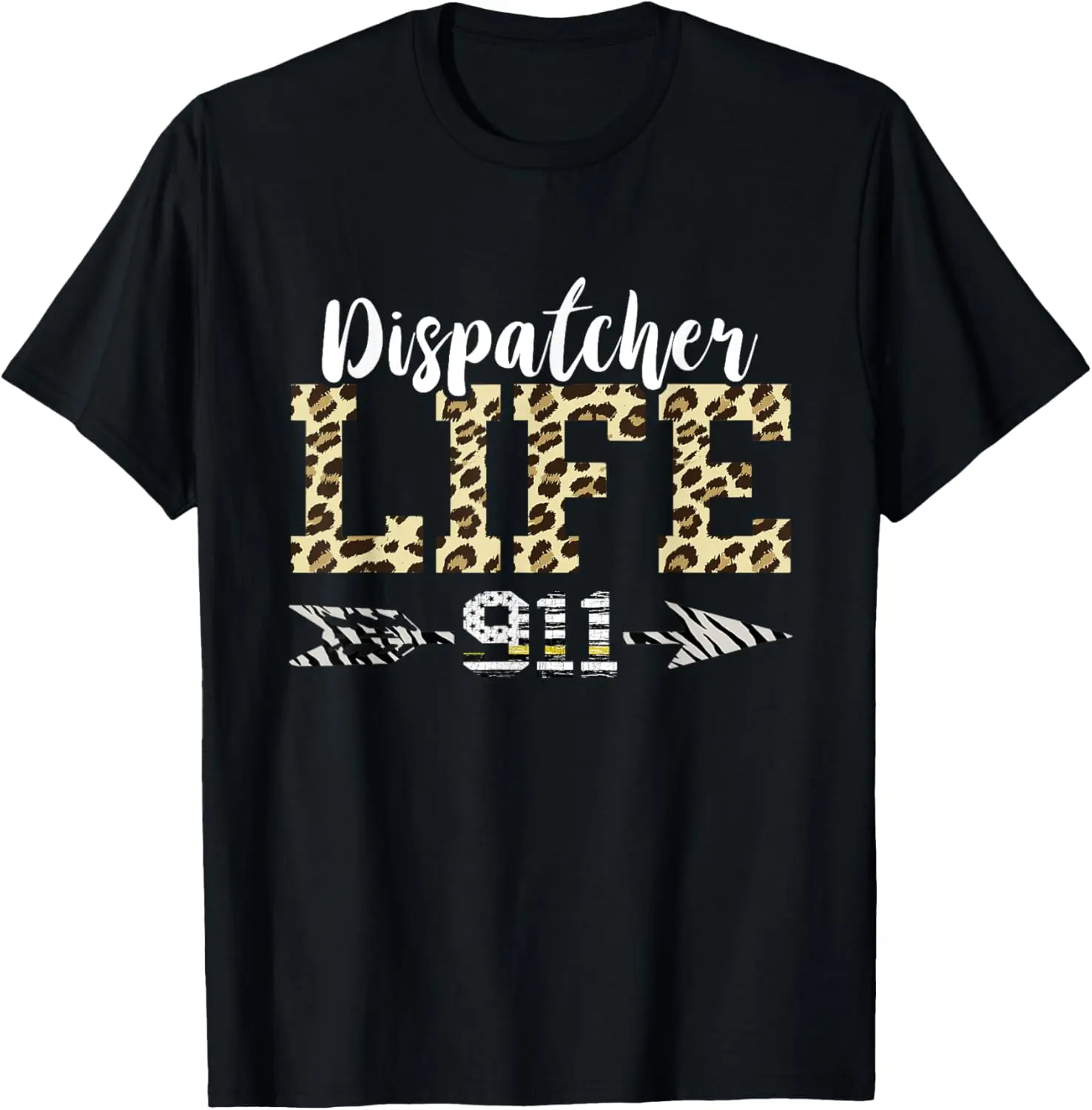 Women's 911 Dispatcher Graphic T-Shirt, Vintage Thin Yellow Line Flag, Casual Lightweight 100% Cotton Short Sleeve Streetwear Top, Sun