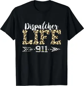 Women's 911 Dispatcher Graphic T-Shirt with a Vintage Thin Yellow Line Flag Print, Cute 100% Cotton Short Sleeve Streetwear Top