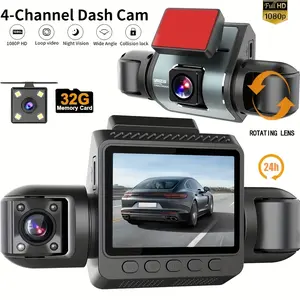 【Free 32G SD Card】4-Channel  Car DVR Dash Cam System with Night Vision, 24/7 Parking Monitor,Durable Driving Security Recorder for Cars & Trucks