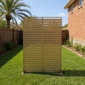 [GAOMON]Freestanding Privacy Screen 47"x72", Outdoor Metal Fence for Patio Garden & Yard, Decorative Windbreak & Balcony Divider Panel