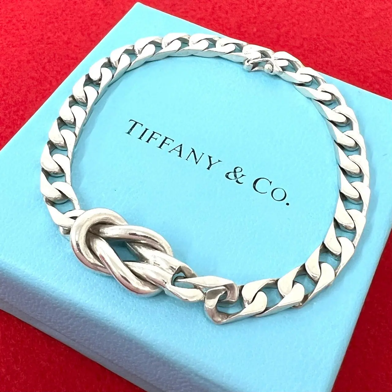 Pre-owned Tiffany & Co. Sterling Silver 925 (Ag925) Small Leather Goods Tiffany＆Co. 925 Silver Center Knot Bracelet