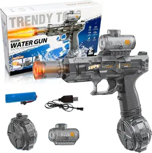 2026 Ultimate Electric Water Blaster with Glowing Flame Muzzle (Safe Orange Tip), Fully Automatic 700cc High Capacity Squirt Gun, 32FT Range, Summer Pool Toy for Kids & Adults
