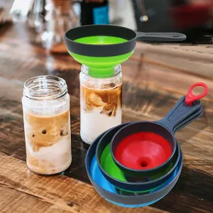 3pcs Large Small Funnel, Food Grade Mini Funnels For Kitchen Use, Silicone Collapsible Funnel, No Mess Funnel, Wide Mouth Canning Funnel For Mason Jars, Jam, Filling Bottles, Flask, Tiny Spice, Cooking Water Kitchen Accessories