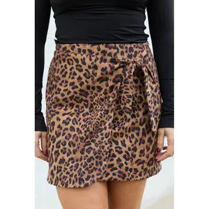 Elena Leopard Print Faux Leather Wrap Skirt FINAL SALE