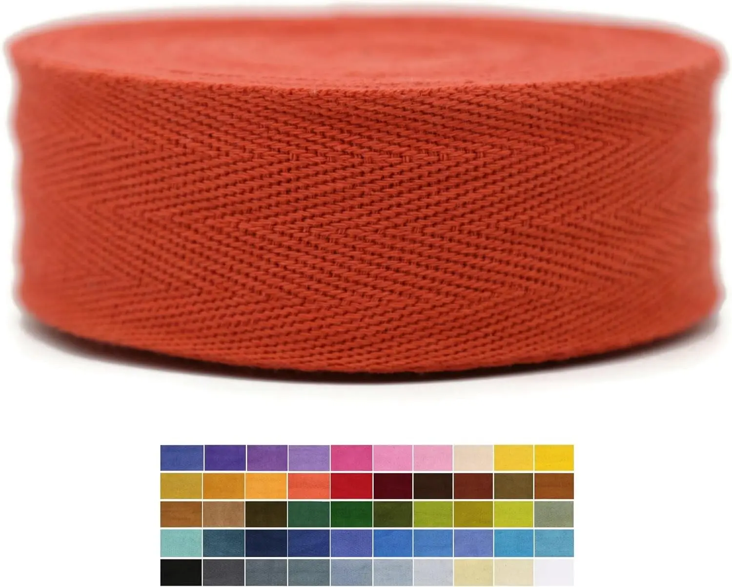 2" & 1.5" & 1.18'' & 1" Cotton Twill Tape - 10 Yards - 50+ Colors -%100 Natural Cotton 1 Inch 1.5 Inch 2 Inch Herringbone Bias Binding Cotton Tape Trim for Sewing Wrapping Craft DIY (Tangarine)