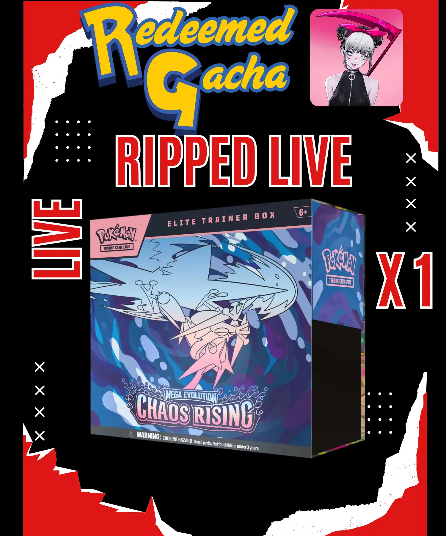 1x Pokémon TCG Chaos Rising Elite Trainer Box ETB - Ripped LIVE