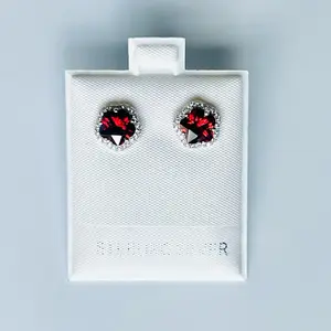 Aretes de flor zirconia Roja. Plata 925
