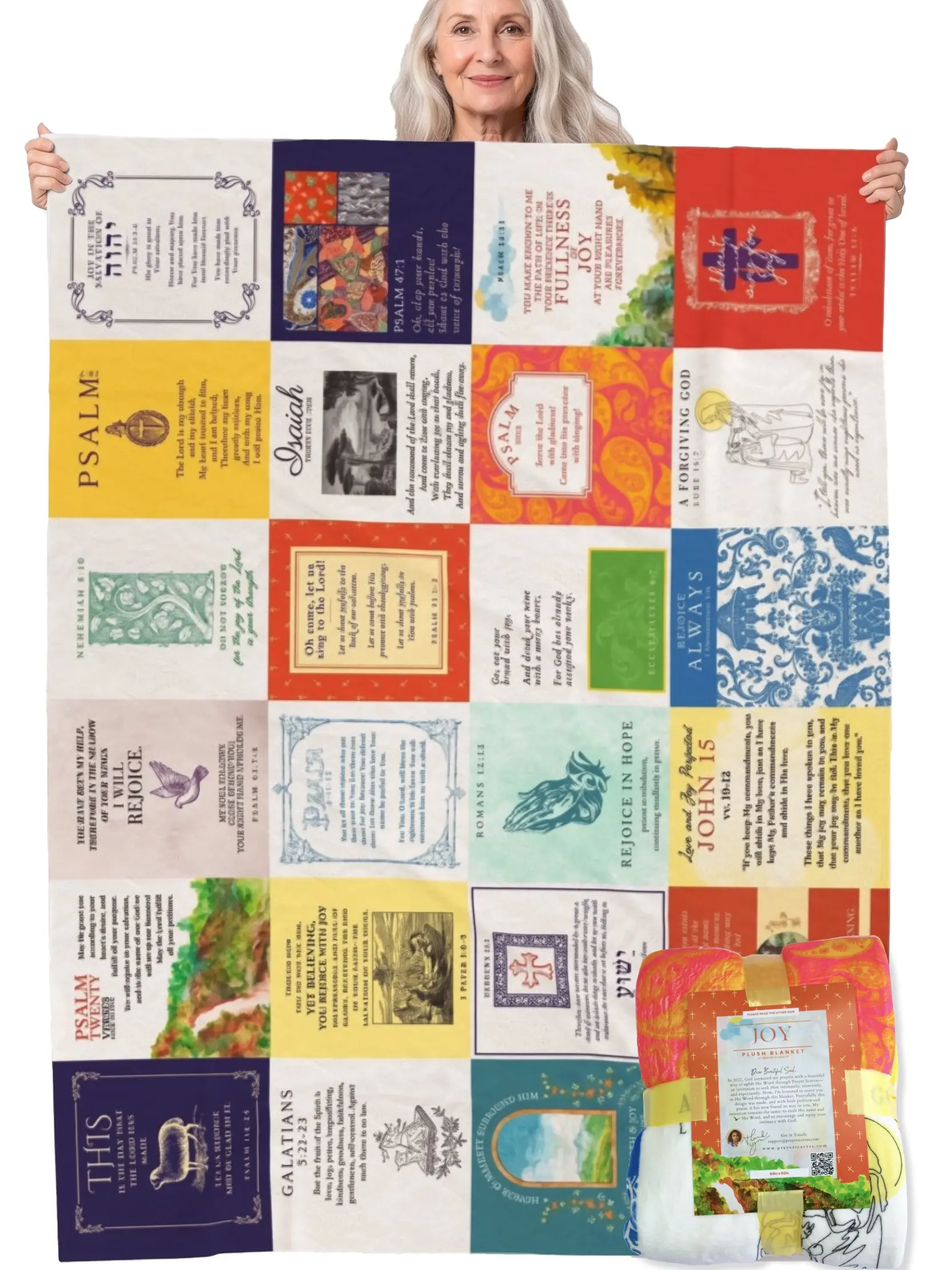 Joy Bible Verse Blanket - Christian Gifts for Women Throw Blanket, 24 Praise Scripture Blanket for Encouragement, Soft Plush Fleece Throws for Bed, 50x60/60x80