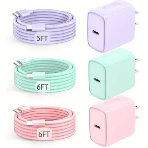 For iPhone 17 Charger, 20W Android Charger Fast Charging Wall USB C Plug with 6Ft USB C to C Cable for iPhone 15-17 Series, Galaxy S25/S24+ And More